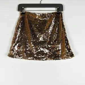 Lulus Live In The Spotlight Gold Metallic Sparkle Sequin Embellished Mini Skirt thumbnail 1