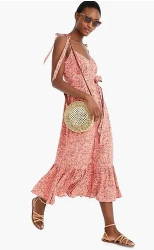 J crew Button-front midi dress with ruffle‎ hem in soft rayon size 8 thumbnail 1