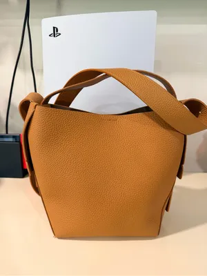 LA FESTIN Pebbled Leather Hobo Tote in Caramel Tan thumbnail 3