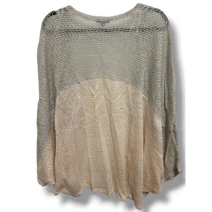 Ladakh Colorblock Knit‎ Cardigan Womens S Oversized Open Front Beige Peach thumbnail 3