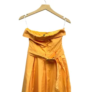 Lulus Trendsetting Choice Orange Strapless Midi Dress With Pockets size L NWT thumbnail 3