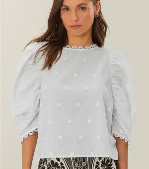 NWT Off-White 3d Flowers Cotton Blouse S thumbnail 1