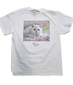 Vintage Cats Y2K The Humane Society White T Shirt Size Large Tee White Cat Blue thumbnail 1