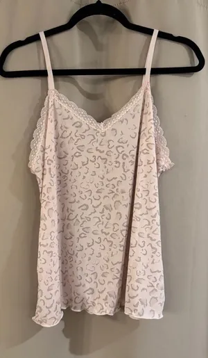 Honeydew Pale Pink Leopard-Print Lace Trim PJ Top thumbnail 1