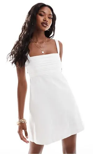 Abercrombie & Fitch linen blend Emerson skort dress in white thumbnail 1