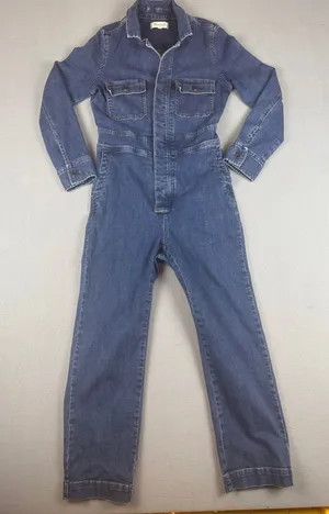 Madewell Straight Denim Coveralls Jumpsuit in Blue Size: 2 thumbnail 1