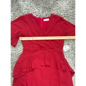Altar’d State Mini Dress Red Boho Ruffle Tiered Flutter Sleeve V-Neck M NWT thumbnail 9