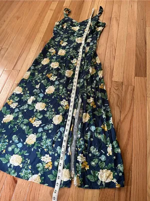 Old Navy Blue Yellow Floral Midi Dress Small Cottagecore Summer Feminine Beach thumbnail 6