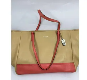 COACH Large Tan Orange Leather Tote/ Shoulder Bag thumbnail 3