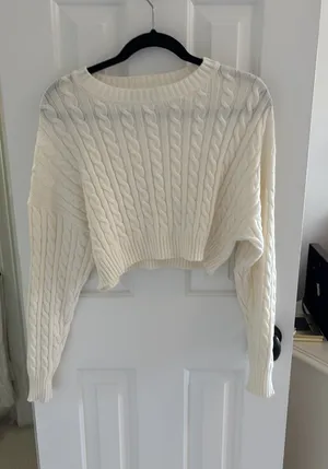 Altar'd State cropped white sweater thumbnail 1