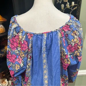 Free People Elena Printed Peasant Top – Size Medium thumbnail 10