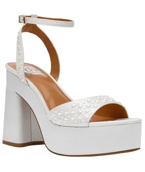 NWT DV Dolce Vita Platform Block Heeled Pearl Dress Sandal Ivory Off White 8.5M thumbnail 1