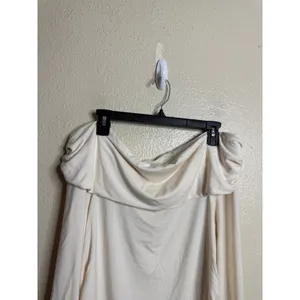 Reformation Florentina Knit Top Horchata Off Shoulder Long Sleeve size XL Cream thumbnail 4