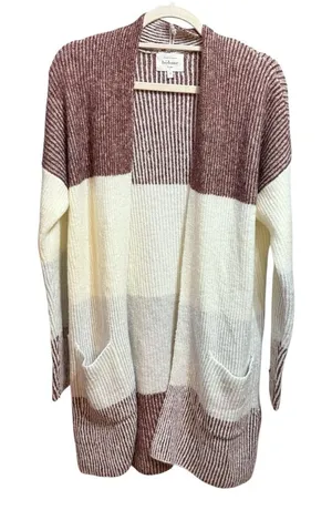 Bohme Multicolor Colorblock Knit Open Cardigan‎ sz M w/ pockets thumbnail 1