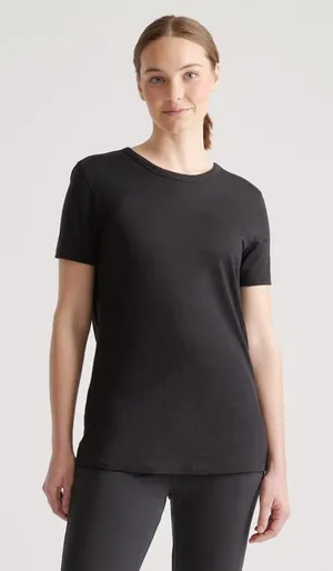 Quince 100% Organic Cotton Slub Crewneck Tee in Black medium thumbnail 1