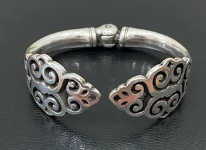 Vintage Retired BRIGHTON Filigree Hinged Cuff Bangle Bracelet 49.5g thumbnail 5