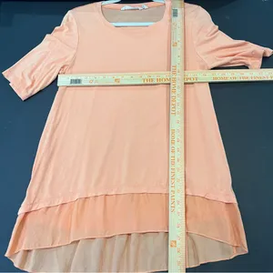 Soft surroundings size M peach orange short sleeve layered top thumbnail 6