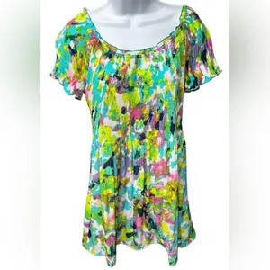 Allison Taylor Water Color Abstract Crinkle Top Size Medium Color Block‎ thumbnail 13