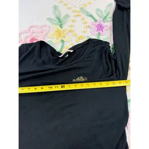 Victoria's Secret‎ Angel Long Sleeve Top Black Gold Embroidered Logo Crew Neck thumbnail 6