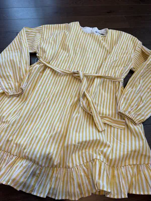English Factory Belted Mini Dress in Yellow/White - Medium - C11-195 thumbnail 6