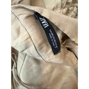 ZARA Linen Blend Asymmetric Olive Green Mini Dress XS Draped thumbnail 6