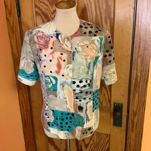 Vtg 80s patchwork print blouse Size L thumbnail 10