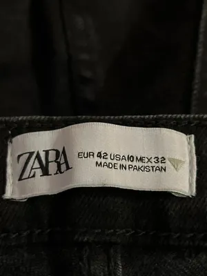 Zara Womens 10 Black Cropped Straight Leg Jeans Raw Hem High Rise Used thumbnail 6
