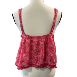 Free People Women’s Red floral Cropped Tank Top Size M thumbnail 2