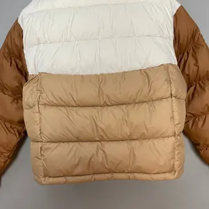 Columbia Pike Lake II Cropped Insulated Jacket Omni-Heat Puffer Coat Brown White thumbnail 10