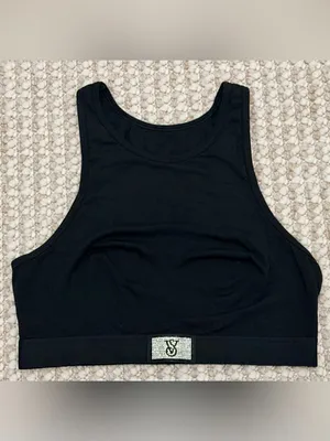 Victoria's Secret Shine Patch High-Neck Racerback Bralette Size Medium black thumbnail 3