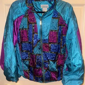 Blue and purple vintage 80s windbreaker jacket #retro thumbnail 1