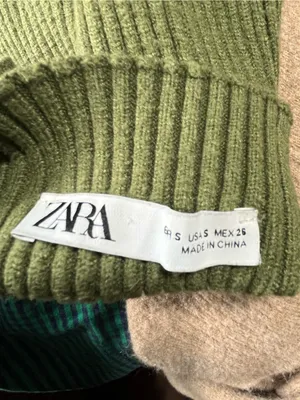 Zara Sleeveless Mock Neck Ribbed Crop Sweater - Olive Green Sleeveless Preppy S thumbnail 7