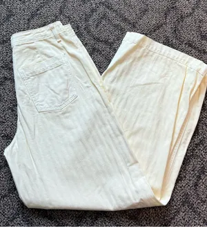 Old Navy High Rise Baggy Wide Leg Light Yellow Denim Pants 100% Cotton thumbnail 1