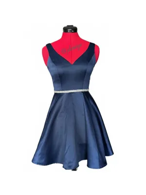 Dancing Queen Navy Blue Prom Homecoming Dress Rhinestone Waist Women's Size XS thumbnail 3