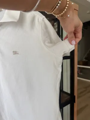 Burberry polo shirt short sleeve top collar cotton plaid trim embroidered logo thumbnail 12