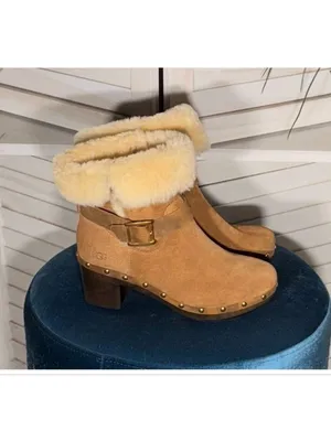 NWOT UGG Lynnea Brown Suede Shearling Cuff Clog Boots 7 thumbnail 2