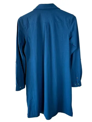 Duluth Trading Blue Performance Shirt Dress Collared Long Sleeve Pockets Size S thumbnail 4