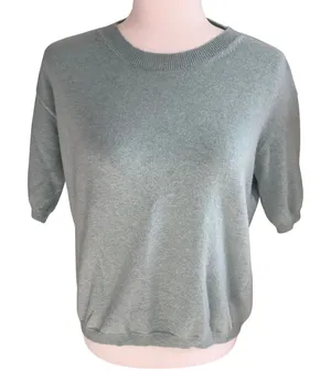 Bianco & Blu Cashmere Silk Wool‎ Knit Sweater Blue Teal Made in Italy Womens L thumbnail 1