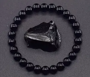 Unisex Black Onyx Stone 8mm Bead Bracelet Bohemian Inspired thumbnail 2