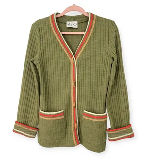 VINTAGE 50's | M | Cardigan Sweater Knit Ladies Worker Union 50's Butte 1950's thumbnail 1