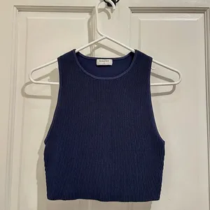 Aritzia Babaton Navy Sculpt Knit Racer Top thumbnail 1