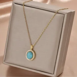 Elegant Turquoise Pendant Necklace Blue thumbnail 2