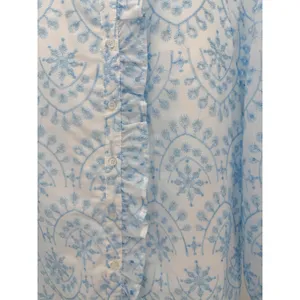 Simplee Eyelet Embroidered Ruffle Blouse Coquette‎ Feminine Delicate Girly L thumbnail 2
