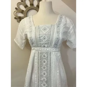 Anthropologie Alene Embroidered Lace Midi Dress White XS/O thumbnail 4