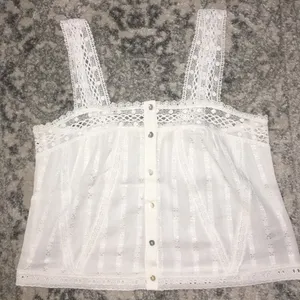 Tilly's White Crochet Button Top thumbnail 2