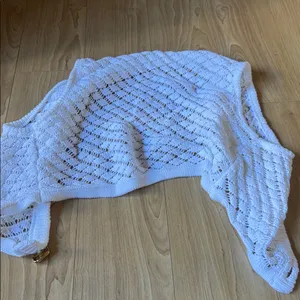 Meshki White Knit Cropped Vest with Gold Accents thumbnail 3