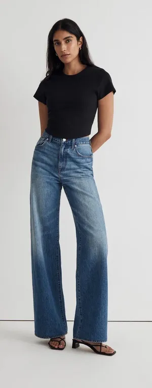 Madewell Superwide Leg Jeans High Rise Blue Denim Size 28 thumbnail 1