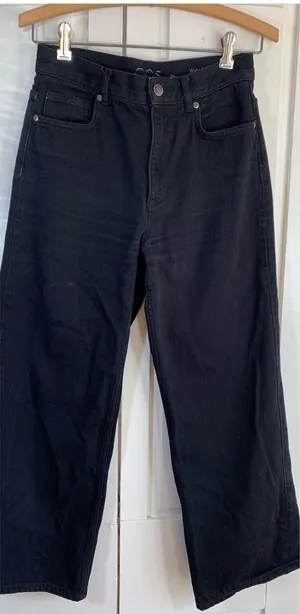 COS Black Jeans Women's 26 Wide Crop‎ 3/4 High Rise Straight Minimal Capsule thumbnail 1