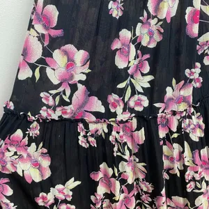 Intimately Free People Garden‎ Party Floral Maxi Dress S Smocked Black Pink Tie thumbnail 3