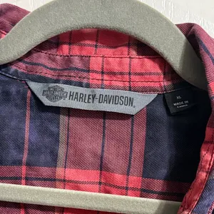 Harley‎ Davidson Plaid Long Sleeve Logo Patch Shirt Biker Grunge Indie Sleaze thumbnail 4